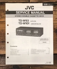 JVC TD-W93 TD-W101 Cassette Service Manual *Original*