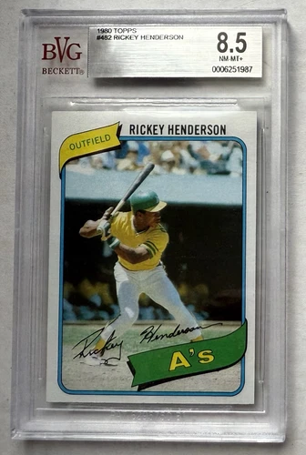 RICKEY HENDERSON 1980 Topps Rookie Card #482 BVG 8.5