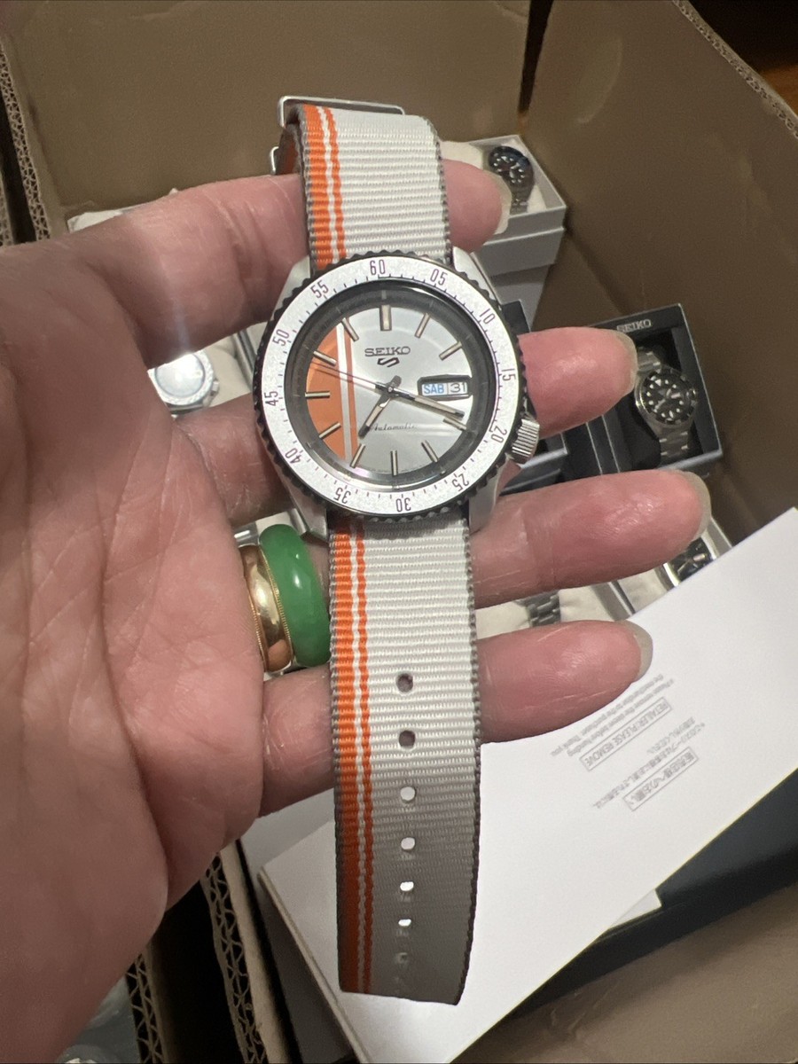 Seiko 5 Sports Orange/White Men's Watch - SRPK73 for sale online