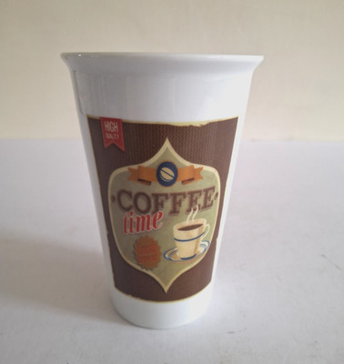 Coffee Time Doppelwandig Keramik Kaffee Heiß Tee Tasse Becher Spundfuß 13,5 cm