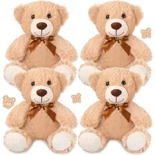 Civaner 4x 14" Teddy Bear Plush Stuffed Animals Christmas Cute Soft Brown Gift