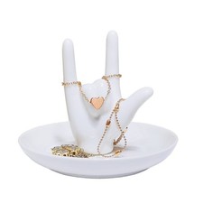 MaoYaMao Ceramic Hand Ring Holder I LOVE YOU Dish Jewelry Tray White