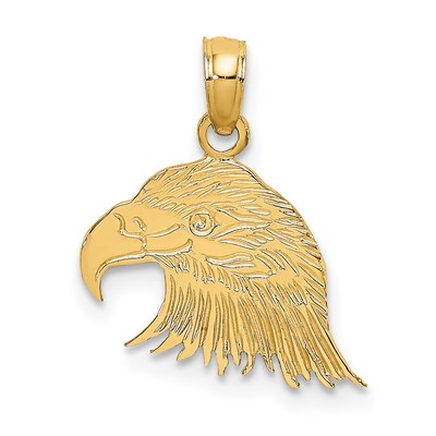 14K Textured Flat Eagle Head Charm K6513