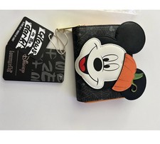 NUEVO CON ETIQUETAS Cartera Loungefly Disney Mickey Mouse Calabaza Halloween Cremallera Alrededor ENVÍO GRATUITO
