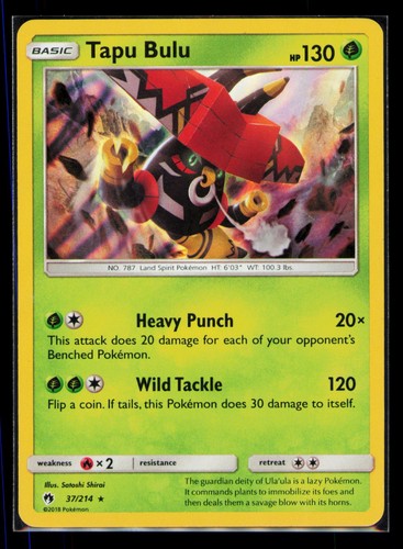 Pokemon Lost Thunder Tapu Bulu 37/214 Holo Rare LP