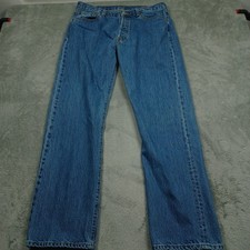 Levis 501 Jeans Mens 36x34 Blue Denim Distressed Button Fly Cotton Pocket Y2K