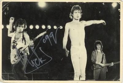 Mick Jagger Signed 1981 Postcard