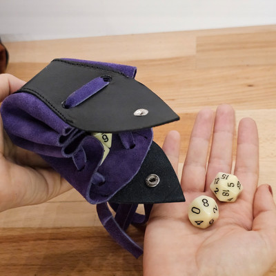 Handmade Drawstring Dice Bag, Real Suede Leather, Belt Coin Pouch, Royal Purple
