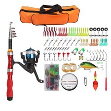 Set Canna da Pesca Rossa Compatta da 12 a 30 Metri Palo Mare Corto con Esca Gancio