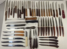 LOT 51 VINTAGE MIXED HANDLE KITCHEN CAMPING KNIVES JAPAN USA ENGLAND FRANCE 