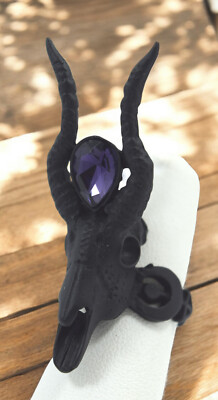 Restyle Gothic 3D Black Alloy Blesbok Antelope Animal Skull Statement Ring