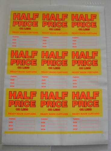 36 SALE HALF PRICE OR LESS / FABRIC/ SIZE / WAS/ NOW STICK ON TICKETS.Curtains