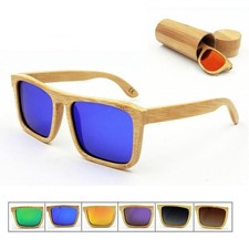 Handmade Polarized Unisex Bamboo Sunglasses Wooden Eyewear Glasses Wood Case Box