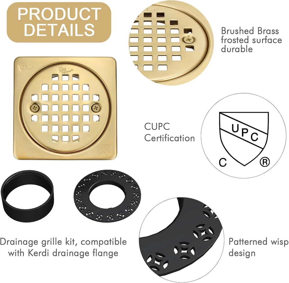 4 Inch Drain Grate Kit,Compatible with Schluter Kerdi Drain Flange, CUPC Certifi - Image 4 of 4