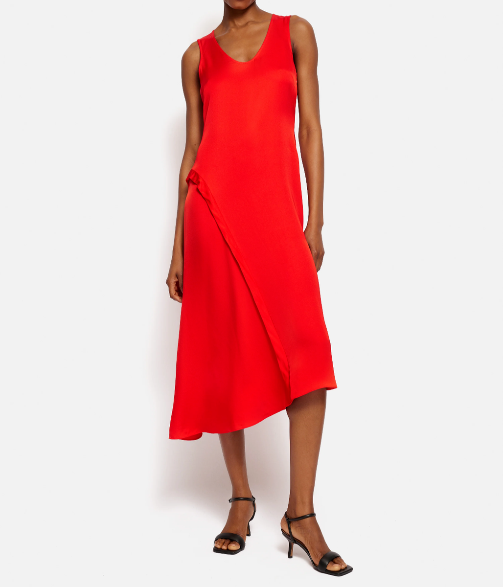 Jigsaw Clothing Womens Red Sleeveless Assymetric Dress Size 10