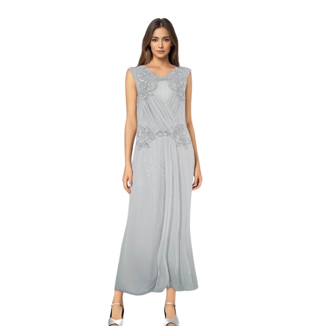 Lipsy London Maxi Dress Womens 0 Gray Sequin Floral Gown Cocktail Wedding  Prom | eBay