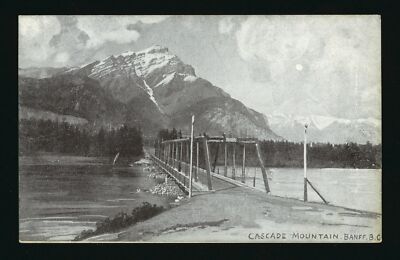 Cascade Mountain Banff, View of the Bow River bridge.- Old Photo