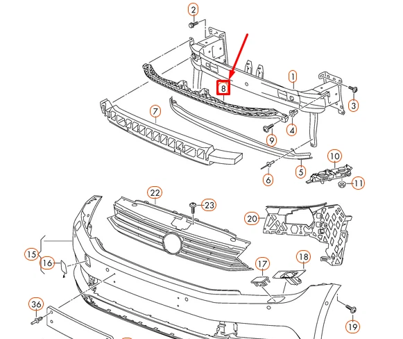 NEW VW PASSAT VARIANT B8 FRONT BUMPER MOUNT BRACKET 3G0807889 | eBay