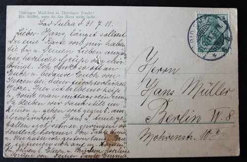 AK Trachten, Gruss aus Thüringen, 1911 - Bild 2 von 2