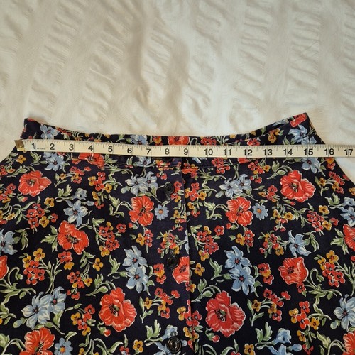 St Michael Skirt Floral Print A Line Button Front Marks Spencer 18 Vintage 1980s - Picture 9 of 10