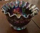 Vintage Fenton Glass. Footed Royal Purple Bowl 4" Tall. Star Pattern.