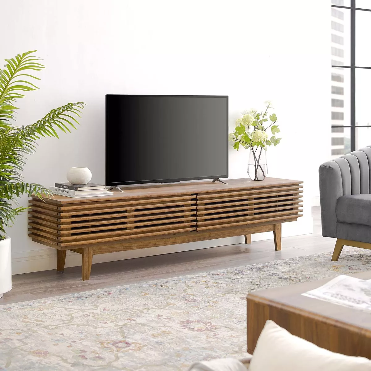 Solid wood low 2024 profile tv stand