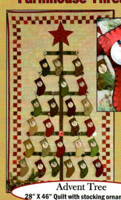 Advent Tree Wall Quilt Stocking Ornaments Wool Pattern Primitive Folk Art