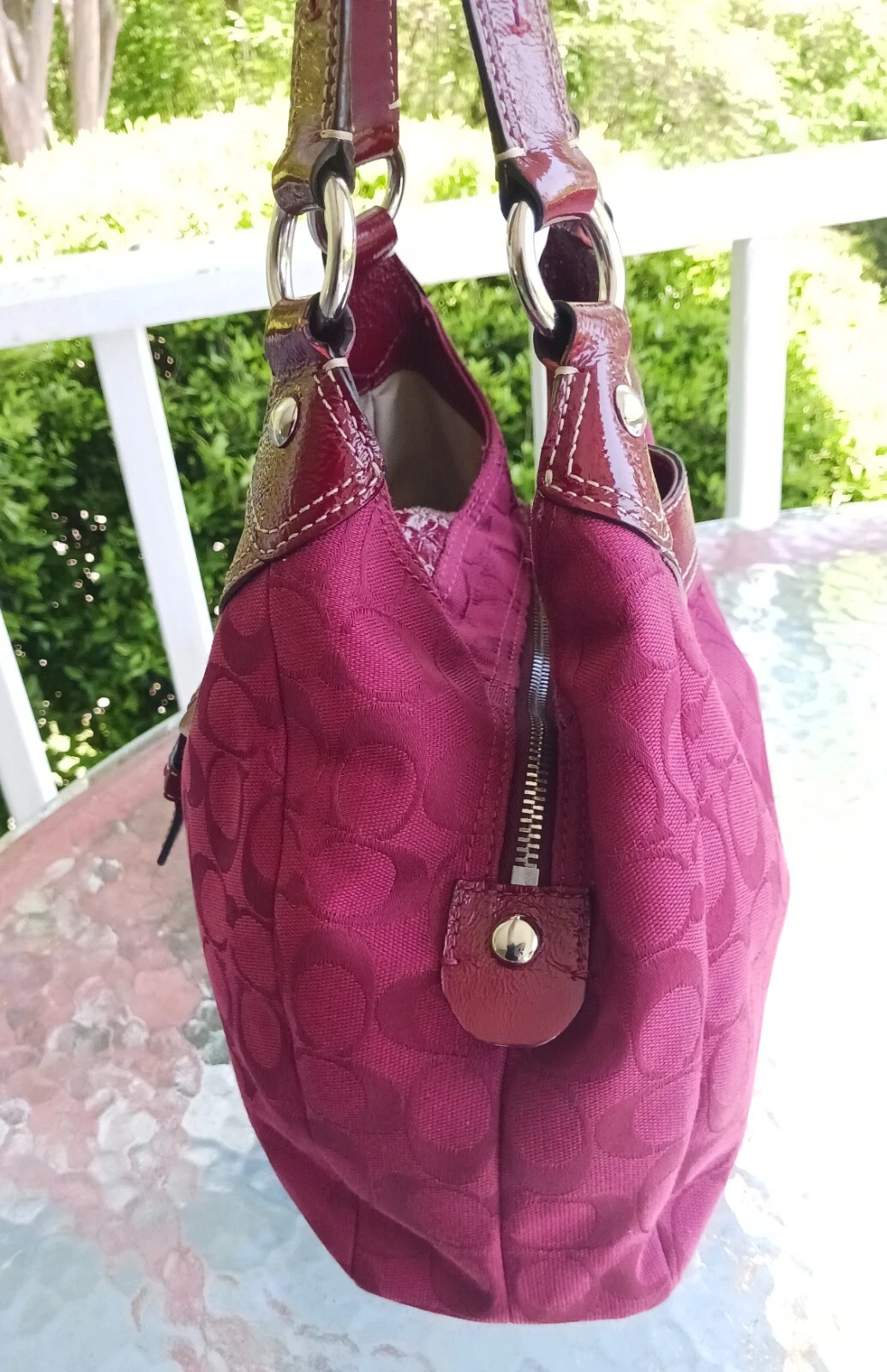 COACH F17094 MEDIO VINTAGE LYNN SOHO ROSSO CILIEGIA FIRMA C TELA HOBO