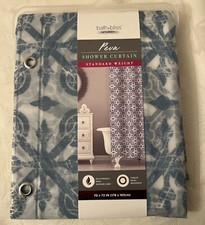 Bath Bliss Peva vinyl Shower Curtain Geometric Blue Eco Friendly 70 x 72 NIB
