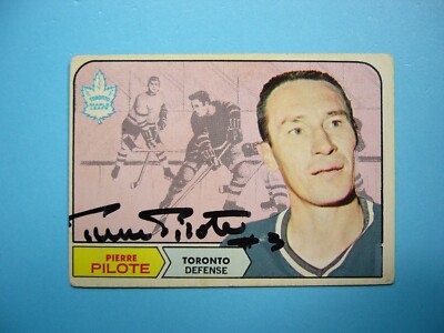 1968/69 O-PEE-CHEE NHL HOCKEY CARD #124 PIERRE PILOTE GD AUTO AUTOGRAPH OPC