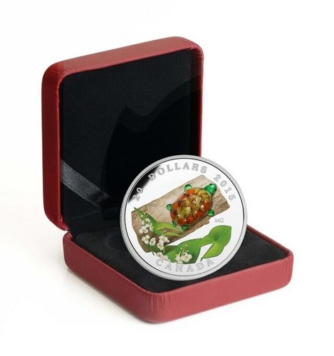 Canada 2015 $20 Venetian Glass Turtle Broadleaf Arrowhead Flower 1 oz Silver - Picture 2 of 2