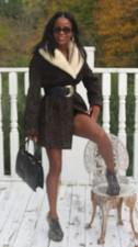Rare Designer Vintage Schiaparelli black swakara & Mink Fur Coat Jacket S-M 0-8
