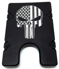 Punisher Skull, Flag   BilletVault Wallet Aluminum RFID protected black anodized