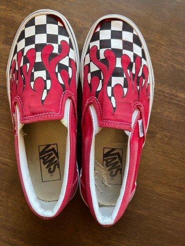 white checkered flame vans
