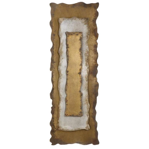 Maklaine Contemporary Metal Wall Panel in Gold and Silver Finish - Picture 1 of 7