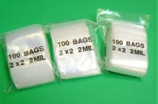 Zip Seal Lock Bags 2x2 Clear 2Mil Reclosable 2" x 2" Bags Zip Slide Lock 300 Pcs