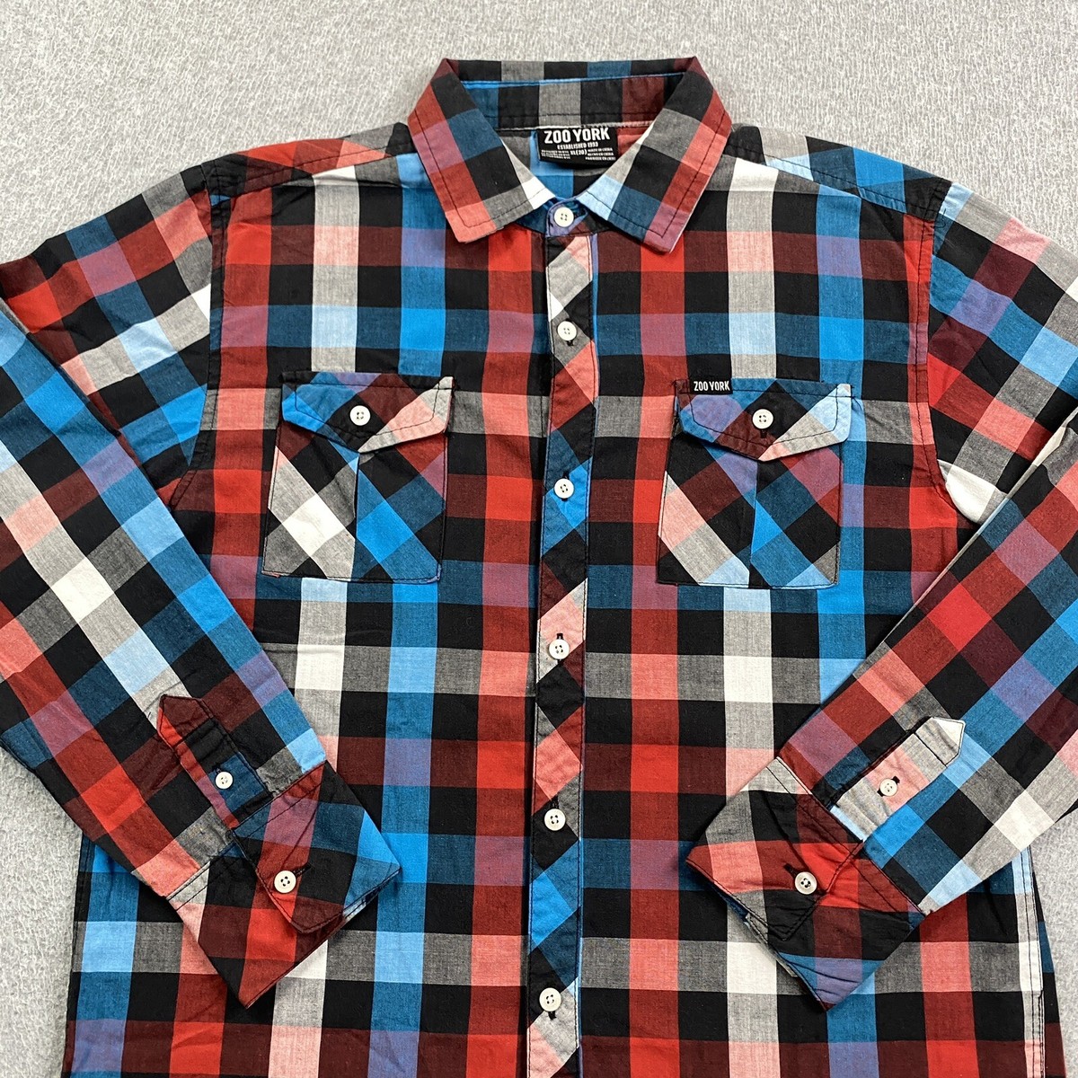 Zoo York Shirt Boys XL Button Up Multi Color Check School Preppy