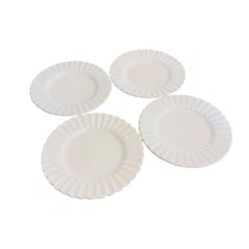 4 J &G Meakin England Ironstone White Scalloped Pattern 7" Plates