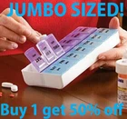 Jumbo Extra Large 7.5" x 4" Pill Organizer 7 Day 2 Times a Day Weekly Pill Box