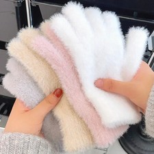 Fashion Winter Mink Velvet Five Finger Gloves Plush Warm Cold-proof Gloves Women