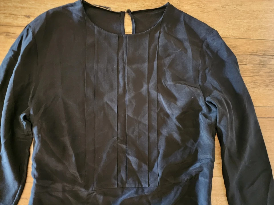 Vestido de negocios Miu Miu 100 % seda satinado negro talla 44 S/M EE. UU. 4 ligero Foto 4 de 4