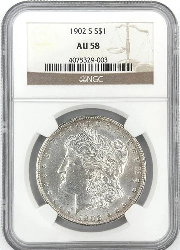 1902-S Morgan Silver Dollar $1 - Semi-Key Date - NGC Certified AU58
