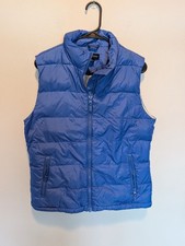 Lands End Blue Puffer Vest M 10-12 Lightweight Goose Down Insulation