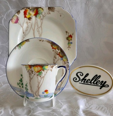 Shelley Autumn Leaves Tee Trio Pat No:11719 Art Deco um 1932 Vincent Form