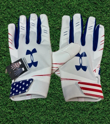 Under Armour UA F7 Adult Glue Grip Football Gloves, America Flag