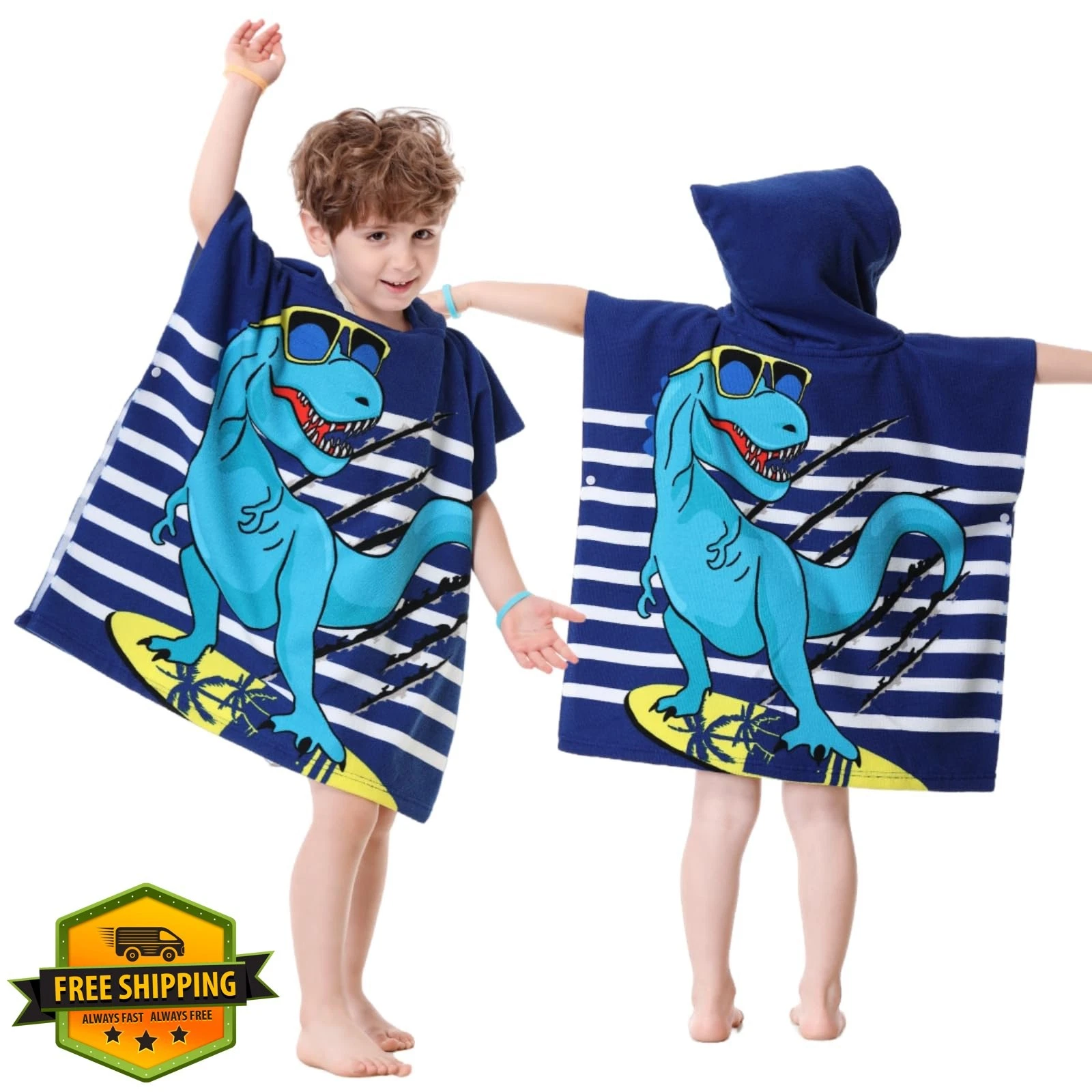 Athaelay Dinosaur Hooded Towel Blue Toddler Bag