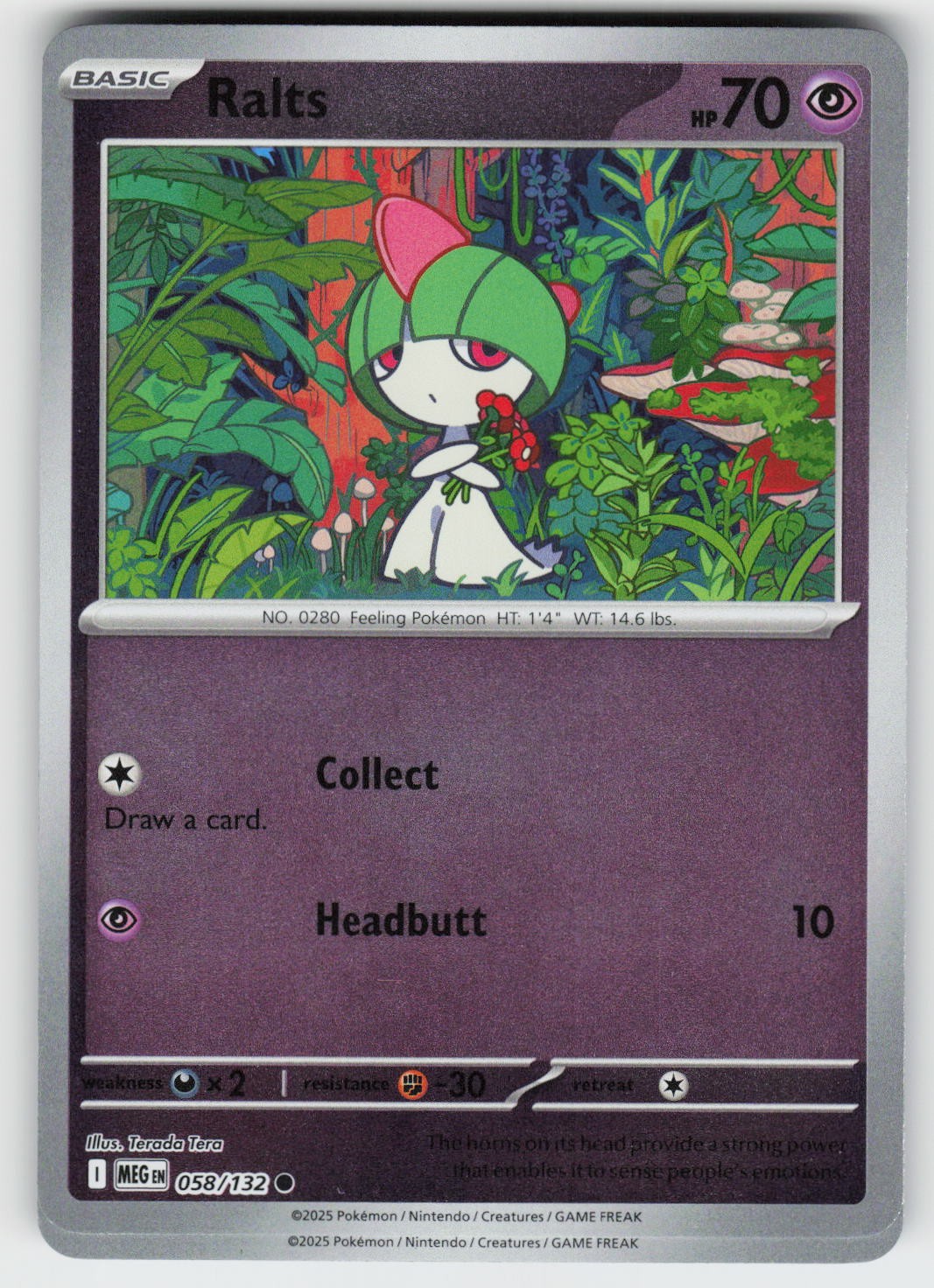 Ralts Reverse Holo Common ME01: Mega Evolution 058/132 NM