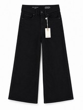 Good American Good Waist Palazzo Crop Jeans Black High Rise Wide Leg 0 NWT
