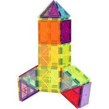 Magnetic Tiles, 55 PCS Magnetic Building Blocks for Kids, Magnet Building Set wi