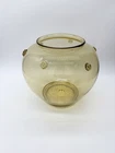Vintage Amber Murano ? Glass Vase With Glass Floral Buttons prunts Read Descrip